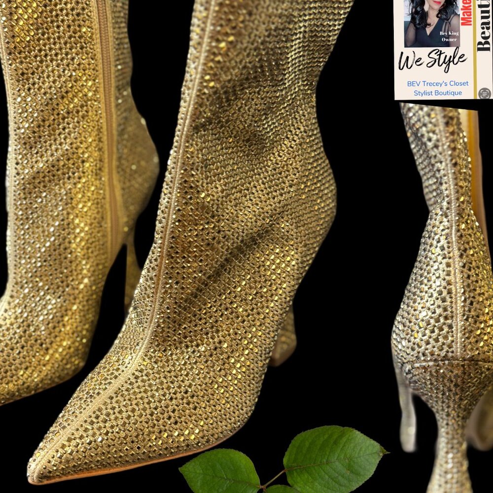 SIZE 10M  Steve Madden Gold Sparkling Booties